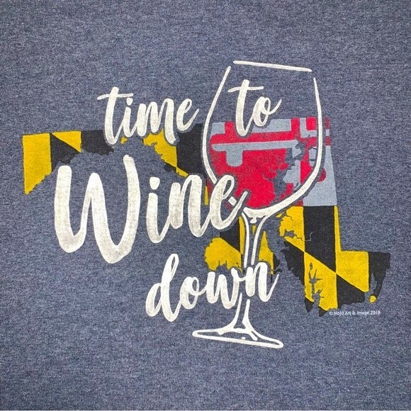 Time to Wine Down Maryland. Women’s XXL Blue Short Sleeve Shirt Top Tee T-Shirt - Picture 4 of 6
